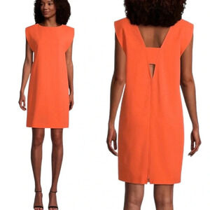 Agnona Strong Shoulder Open Back Mini Shift Dress Orange Size 36 or US 0
